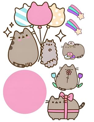 Katze Essbar Pusheen Tortenaufleger Torte Geburstag Zuckermasse + NAME