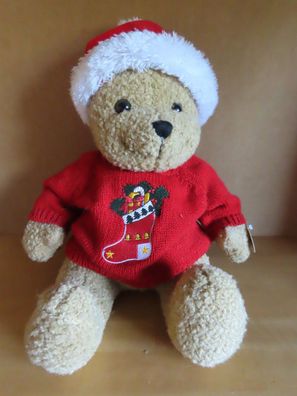 Figur Bär sitzt Plüschbär Weihnachtsbär Teddybär heunec ca.33cm H