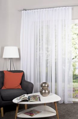 Fertigstore Sablio Uni Leinenstruktur weiss verschiedene Größen transparent