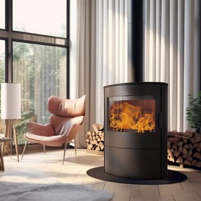 Kratki Kaminofen AB/S/2 ROLLO 10 kW Ø150 – moderner Holzofen mit Panorama-Glas