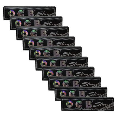 10 x OCB Schwarz Premium Long Slim 32 Blatt + Tips