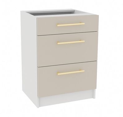 Schubladenunterschrank 60 cm Puderrosa Küche Vollauszug Soft-Close SIENA, LINDA