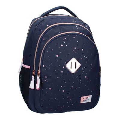 Milky Kiss Rucksack – gepolstert, 3 Fächer, rosa Punkte