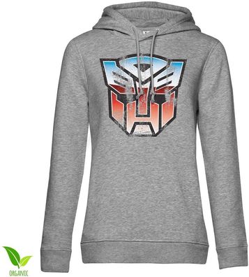 Transformers Distressed Autobot Shield Girls Damen Hoodie Heathergrey