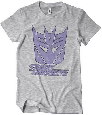 Transformers Washed Decepticon Duotone Shield T-Shirt Heathergrey