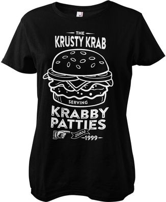 Spongebob The Krusty Krab Serving Krabby Patties Girly Tee Damen T-Shirt Black