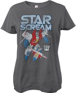 Transformers Starscream Washed Girly Tee Damen T-Shirt Darkgrey