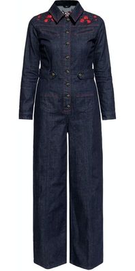 Queen Kerosin Damen Roses Western Overall Denim
