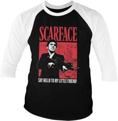 Scarface Say Hello To My Little Friend Baseball 3/4 Sleeve Tee Longsleeves