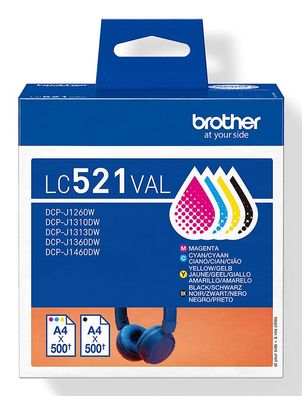 Brother Tintenpatronen LC-521VAL Multipack (je 1x BK/M/C/Y)