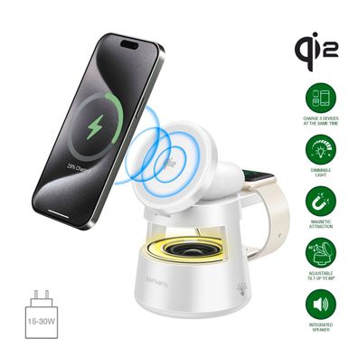 4smarts Qi2 Ladestation Aura Sound weiß
