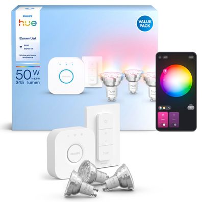 Philips Hue Starter Kit Essential GU10 3P+Switch+V2 bridge