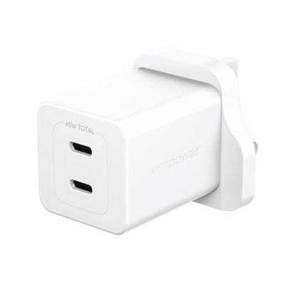 empower Turbo 45W Charger incl. 2 x USB-C/UK Plug/white