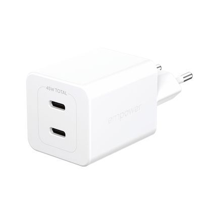 empower Turbo 45W Charger incl. 2 x USB-C/EU Plug/white