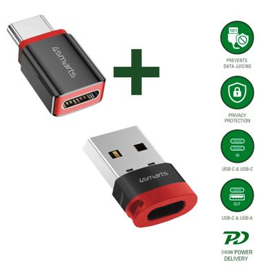 4smarts USB-C auf USB-A / USB-C Datenblocker Adapter, 2er Set