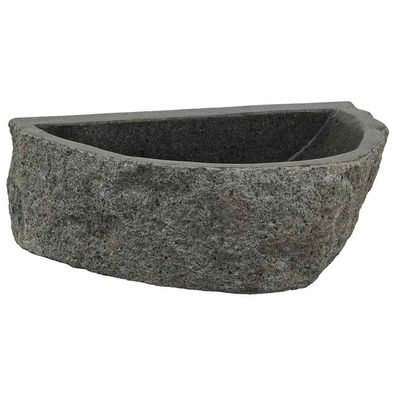 Wandhängendes Waschbecken Grau aus Flussstein 45x35x15 cm, poliert & robust