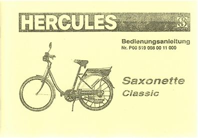 Bedienungsanleitung Hercules Sachs Saxonette Classic, Motorfahrrad, Oldtimer