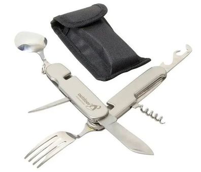 Camping Besteck im Taschenmesser Format klein leicht praktisch. Messer Gabel Löffel