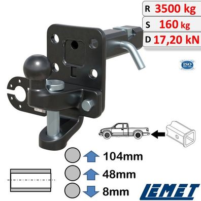 2-Zoll AHK-Adapter Kombikupplung Maulkupplung für Jeep Cherokee IV Bj. 2008-2013