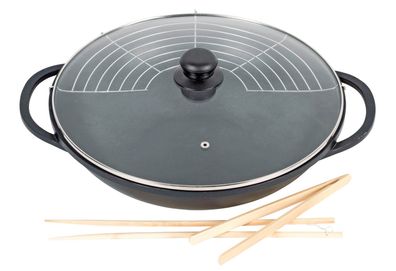 KARL KRÜGER Alug.-Wok m. GD 36cm m. Zubehör 120337