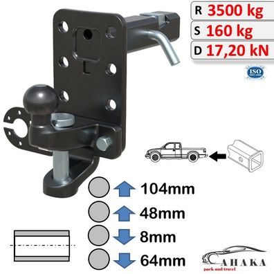 AHK-Adapter Maulkupplung Kugel Kombikupplung 2 Zoll für Chevrolet Tahoe IV 2015