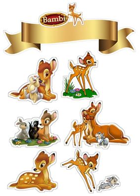Bambi Essbar Hirsch Tortenaufleger Torte Geburstag Zuckermasse + NAME