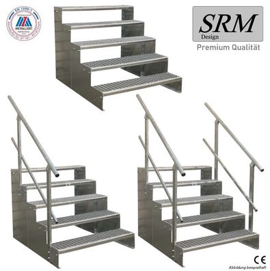 5 Stufen Standtreppe Modell 2 verzinkt Stahltreppe Tritthöhe 18 cm, Breite 60