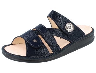 FINN Comfort Agueda Damen Pantoletten Hausschuhe nightblue dunkelblau Glattleder
