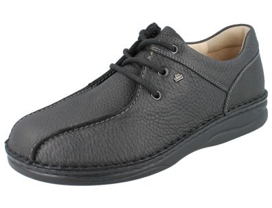 FINN Comfort Norfolk Herren Halbschuhe Schnürschuhe schwarz Glattleder genarbt
