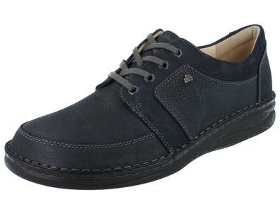 FINN Comfort Norwich Herren Halbschuhe Schnürschuhe blau Nubukleder genarbt