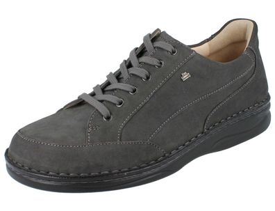FINN Comfort Falkland Herren Halbschuhe Schnürschuhe dunkelgrau Nubukleder