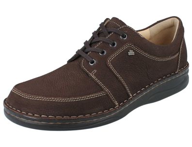 FINN Comfort Norwich Herren Halbschuhe Schnürschuhe braun Nubukleder genarbt
