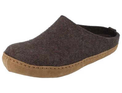 Haflinger Emil´s Toffel Damen Hausschuhe Clogs Filzschuhe braun Wollfilz