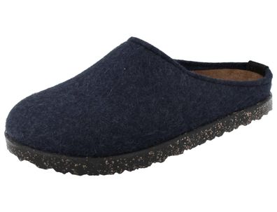 Haflinger Manhattan Damen Hausschuhe Clog Filzschuhe Hüttenschuhe blau Wollfilz