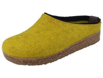Haflinger Grizzly Kris Damen Hausschuhe Clogs Filzschuhe Hüttenschuhe gelb Filz