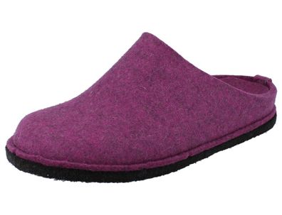 Haflinger Flair Soft Herren Hausschuhe Clogs Hüttenschuhe Filzschuhe lila Wollfilz
