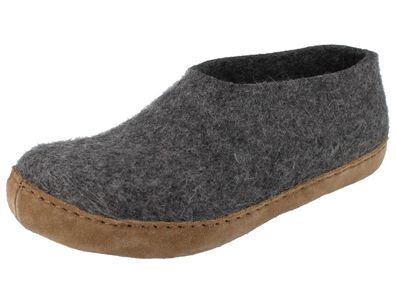 Haflinger Emil´s Slipper Damen Herren Hausschuhe Slipper grau anthrazit Wollfilz