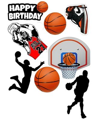 Basketball Essbar Spiel Tortenaufleger Torte Geburstag Zuckermasse + NAME k01