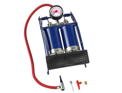 Doppelzylinder Fußluftpumpe TÜV/GS Pumpe mit Manometer Fahrrad PKW Eufab