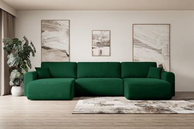 Couch mit Schlaffunktion, Stauraum Wohnlandschaft Funktionsecke ORRO-U