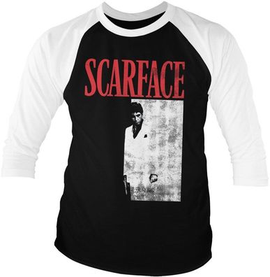 Scarface Poster Baseball 3/4 Sleeve Tee Longsleeves White/Black