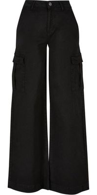 Urban Classics Damen Hose Ladies High Waist Wide Leg Twill Cargo Pants