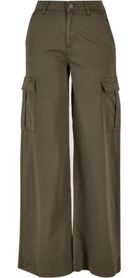 Urban Classics Damen Hose Ladies High Waist Wide Leg Twill Cargo Pants
