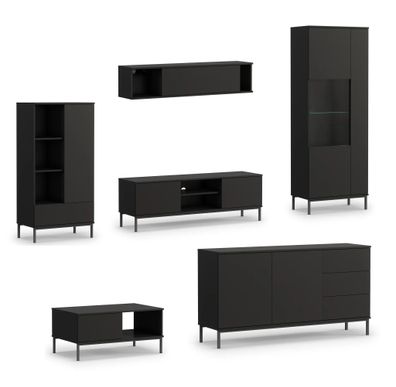AX LIVING Möbel für Wohnzimmer Queba 2 - Stilvolles Modern in Schwarz