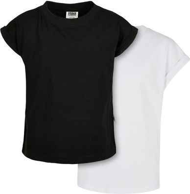 Urban Classics Mädchen T-Shirt Girls Organic Extended Shoulder Tee 2-Pack