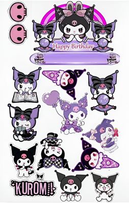 Kuromi Essbar Weißer Hase Tortenaufleger Torte Geburstag Zuckermasse + NAME k08