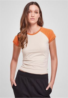 Urban Classics Damen T-Shirt Ladies Organic Stretch Short Retro Baseball Tee