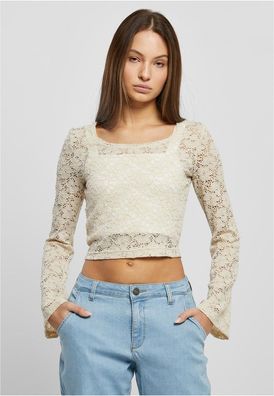 Urban Classics Damen Ladies Cropped Lace Longsleeve