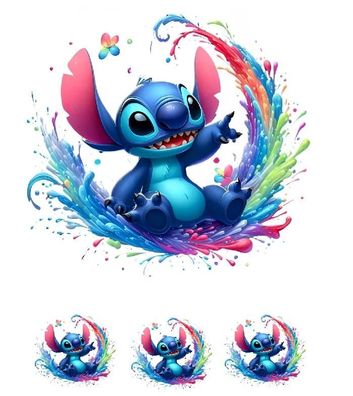 Lilo & Stitch Essbar Zuckermasse Tortenbild Tortenaufleger + 4 Muffin