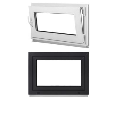 Kellerfenster Fenster Kunststoff 3-fach, Alle Größen 40-120cm, Außen Anthrazit